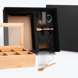 KIT PARA CHÁ COM CAIXA EM BAMBU 5 PÇS WELF KT-90141