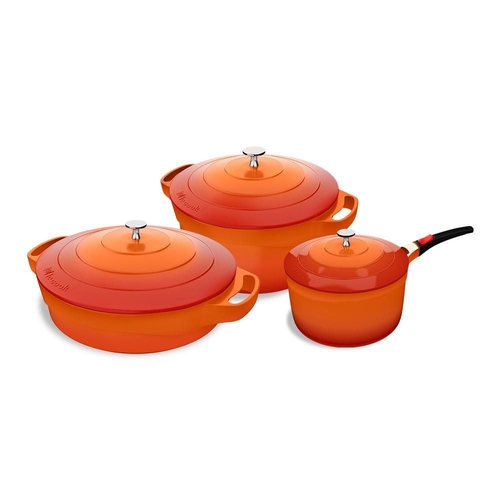 JOGO DE PANELAS INDUÇÃO 3 PEÇAS 18-24-24CM COM REVESTIMENTO CERÂMICO LE COOK LCCJ3