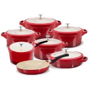 JOGO DE PANELAS RED REVESTIMENTO CERÂMICO 7 PEÇAS LE COOK LCCJ7R