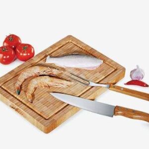 CONJUNTO PARA CHURRASCO EM BAMBU E INOX 3 PEÇAS WELF MB-24093