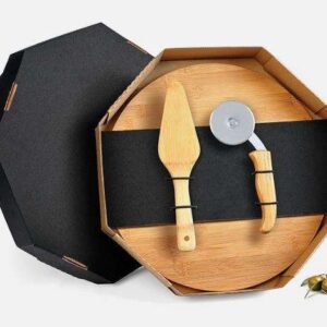 CONJUNTO PARA PIZZA EM BAMBU 35 CM 3 PEÇAS WELF PD-10333