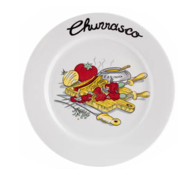 PRATO RASO 26CM CHURRASCO PORCELANA SCHMIDT 2435