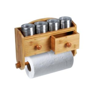 PORTA CONDIMENTOS EM BAMBU COM ACESSÓRIOS 5 PÇS WELF TE-01073