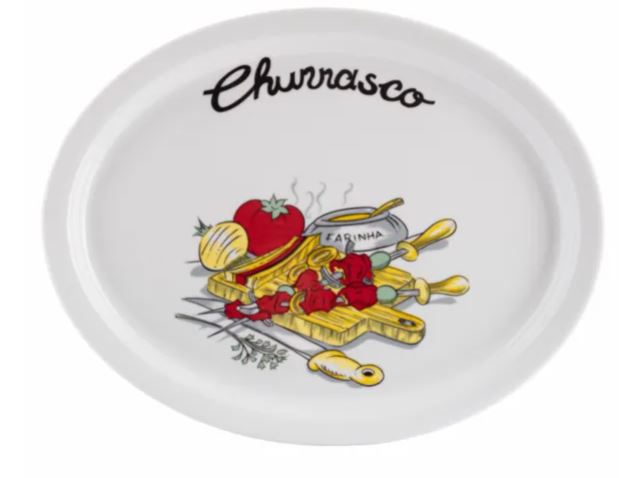 TRAVESSA RASA 29CM CHURRASCO PORCELANA SCHMIDT 2435