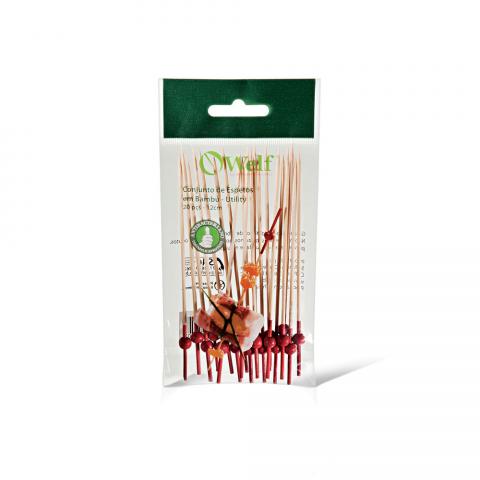 CONJUNTO DE ESPETOS EM BAMBU UTILITY 20 PEÇAS 12CM WELF UP-50203