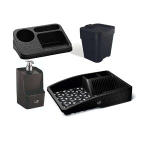 KIT PARA PIA 4 PEÇAS PRETO PLÁSTICO UZ