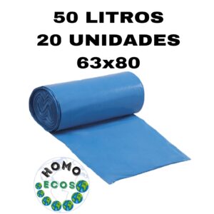 SACO PARA LIXO EM ROLO REFORÇADO 50 LITROS C/ 20 UNIDADES HOMO ECOS