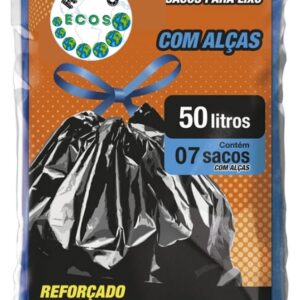 SACO PARA LIXO REFORÇADO COM ALÇAS 50 LITROS C/ 07 UNIDADES HOMO ECOS