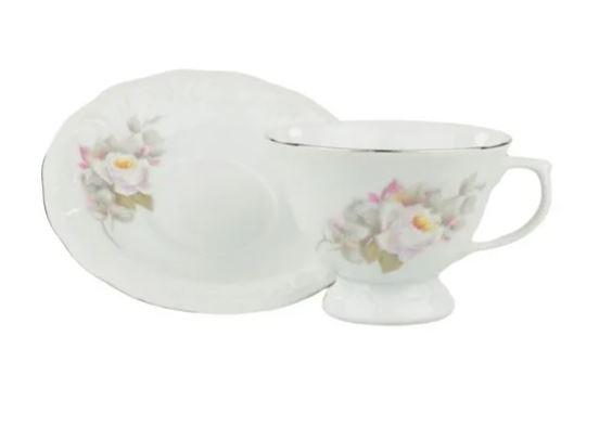XÍCARA DE CHÁ COM PIRES 200ML VITÓRIA PORCELANA SCHMIDT 0397