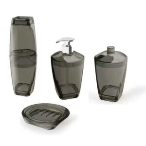 KIT HIGIENE PREMIUM BANHEIRO PLÁSTICO UZU 04 PEÇAS UZ520 PRETO
