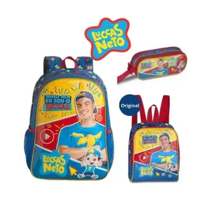 KIT MOCHILA ESCOLAR COM ESTOJO E LANCHEIRA LUCCAS NETO