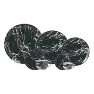 APARELHO DE JANTAR 42 PEÇAS ÔNIX NEGRO PORCELANA  SCHMIDT