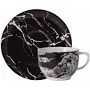 06 XÍCARAS DE CHÁ COM PIRES ÔNIX NEGRO PORCELANA SCHMIDT