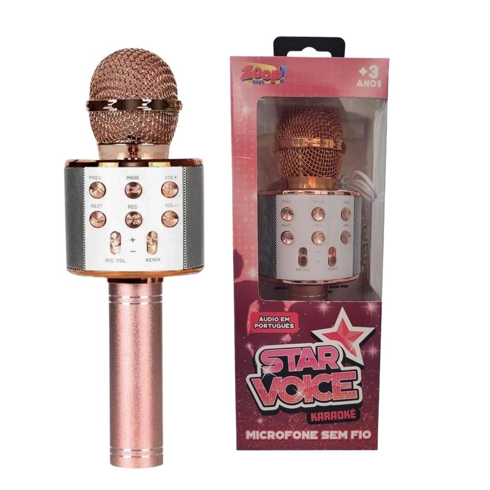 MICROFONE INFANTIL STAR VOICE BLUETOOTH ROSE ZP00996 ZOOP TOYS