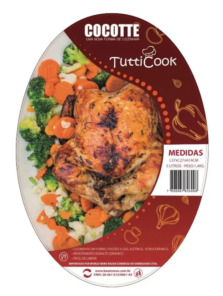 PANELA CAÇAROLA ASSADEIRA DE PÃO COCOTTE SAVEURS 5 LITROS TC-0005 TUTTI COOK - Imagem 4